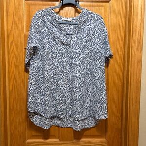 Lush Navy and White Patterned Blouse